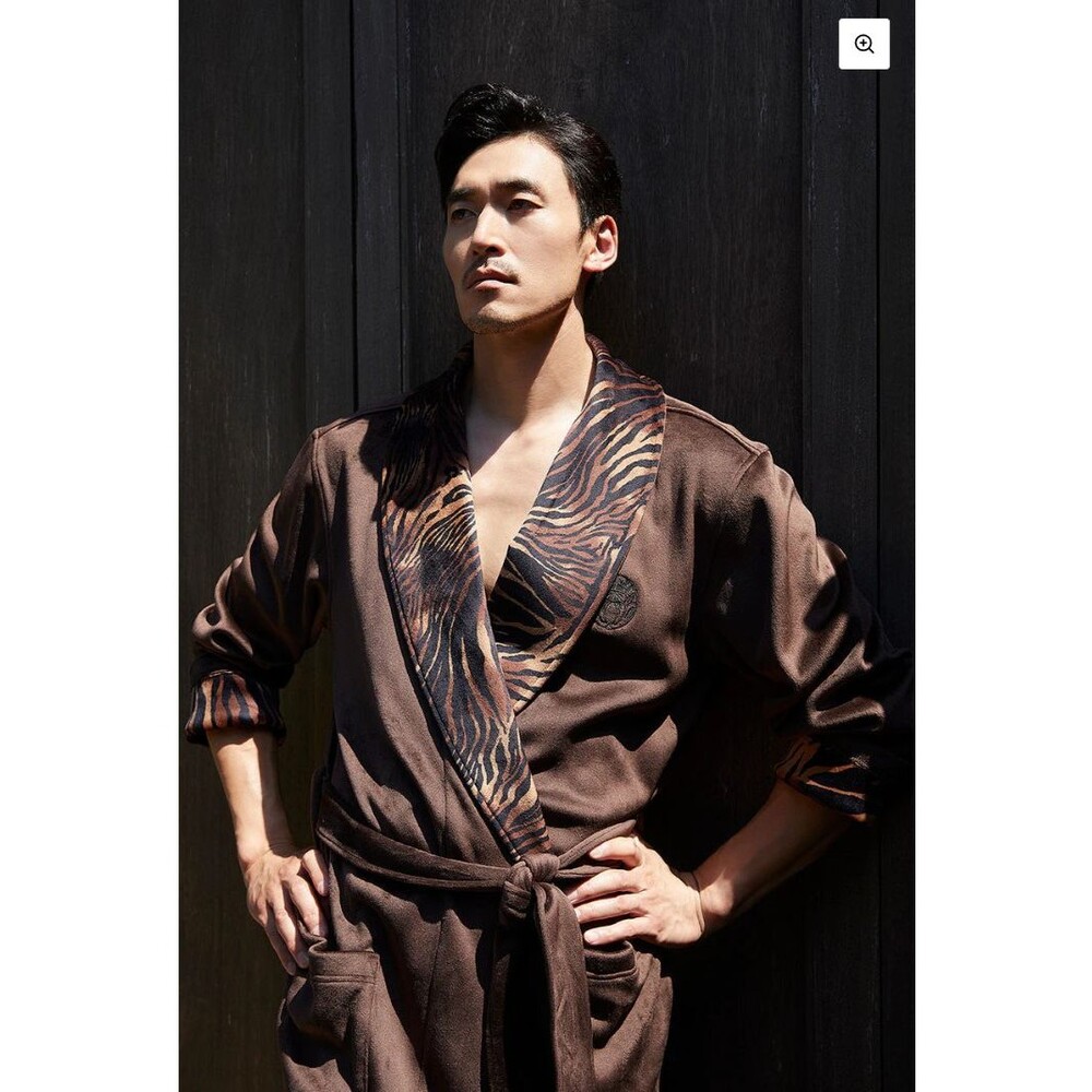 NATORI  Kasem Comfort Velour Shaw Collar Robe X-L espresso tiger